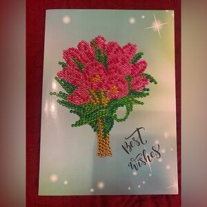 Best Wishes Pink Floral Embellished Greeting Card